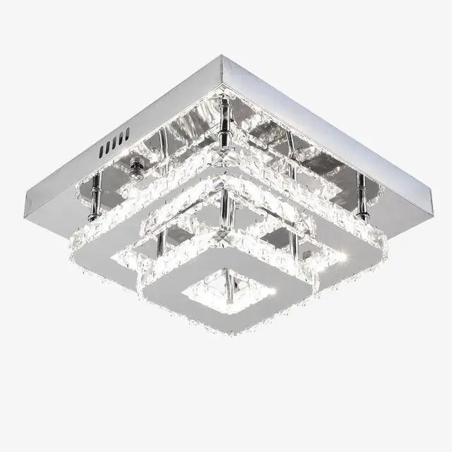 Plafonnier LED Luxe Cristal & Miroir Square