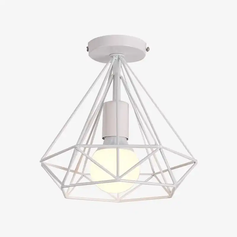 Plafonnier Scandinave Cage à Oiseau Blanc