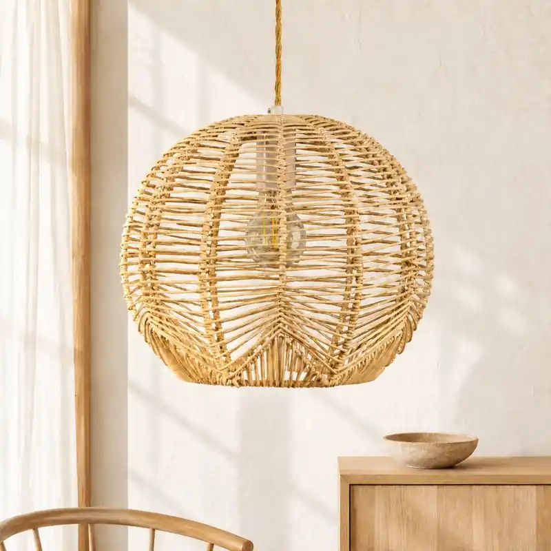 Doyle Orb Rattan Pendant Light