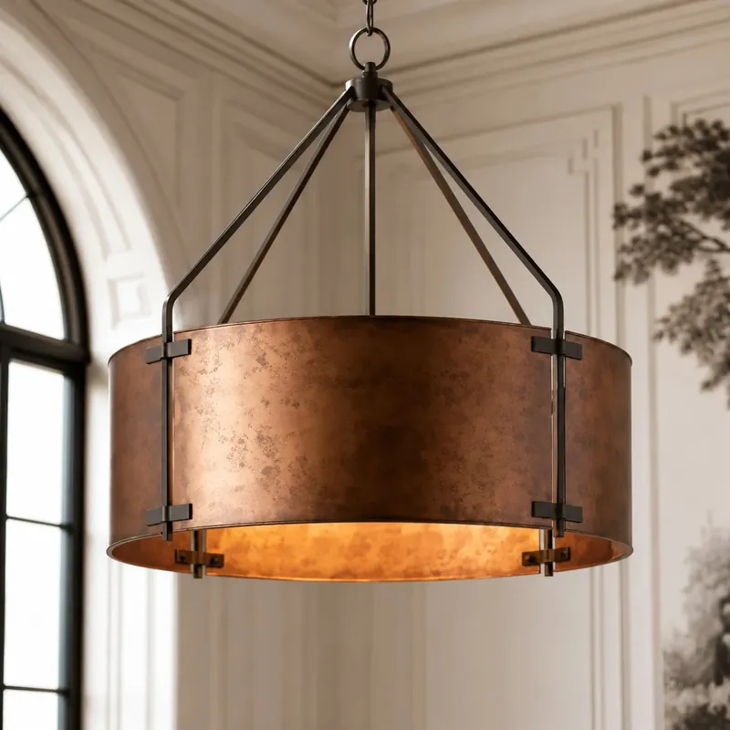 Ethan Retro Industrial Bronze Drum Pendant Light