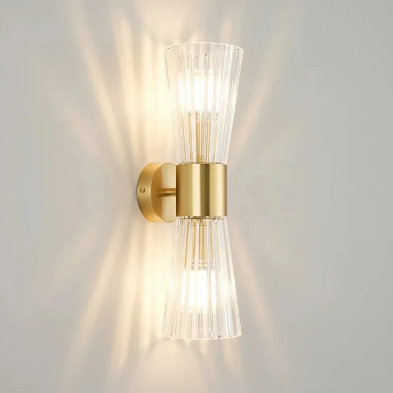 Sirius Crystal Ribbed Double Head Wall Light