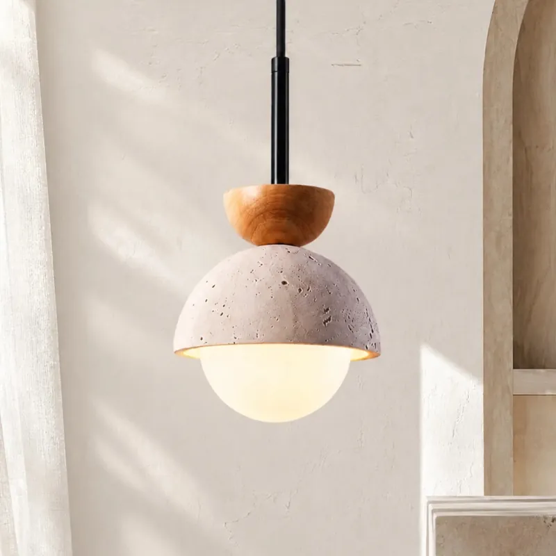 Athenis Luna Stone Spherical Pendant Light