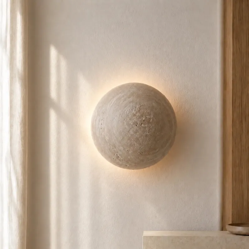 Ralvion Nordic Travertine Round Wall Light