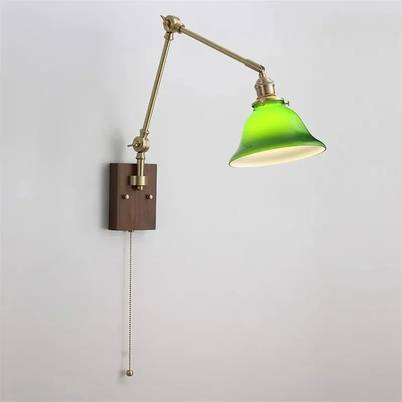 Virginia Vintage Brass Swing Arm Wall Lamp