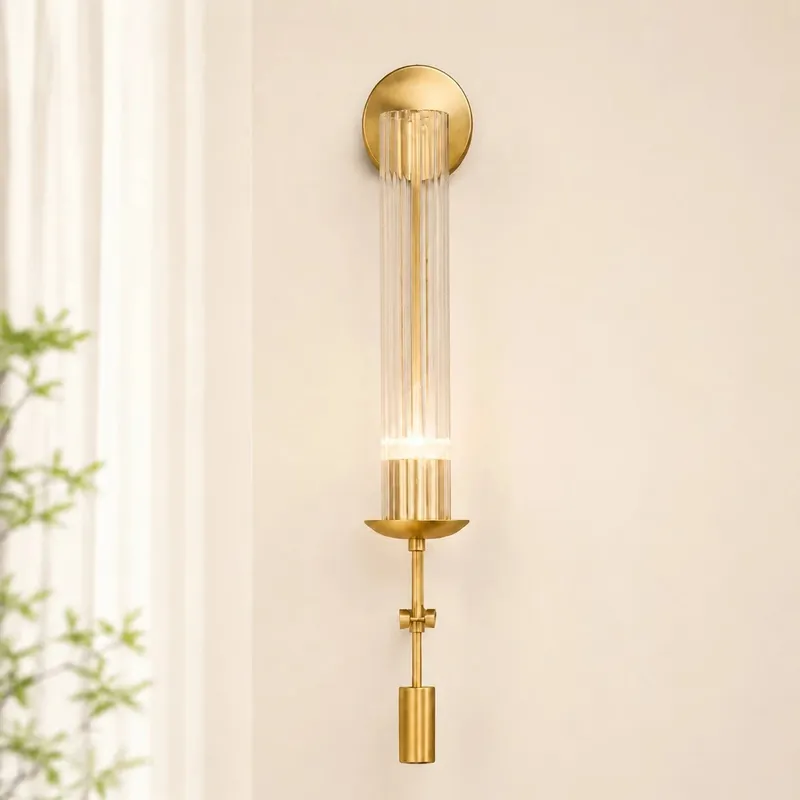 Jerry Modern Brass Tubular Glass Wall Lamp