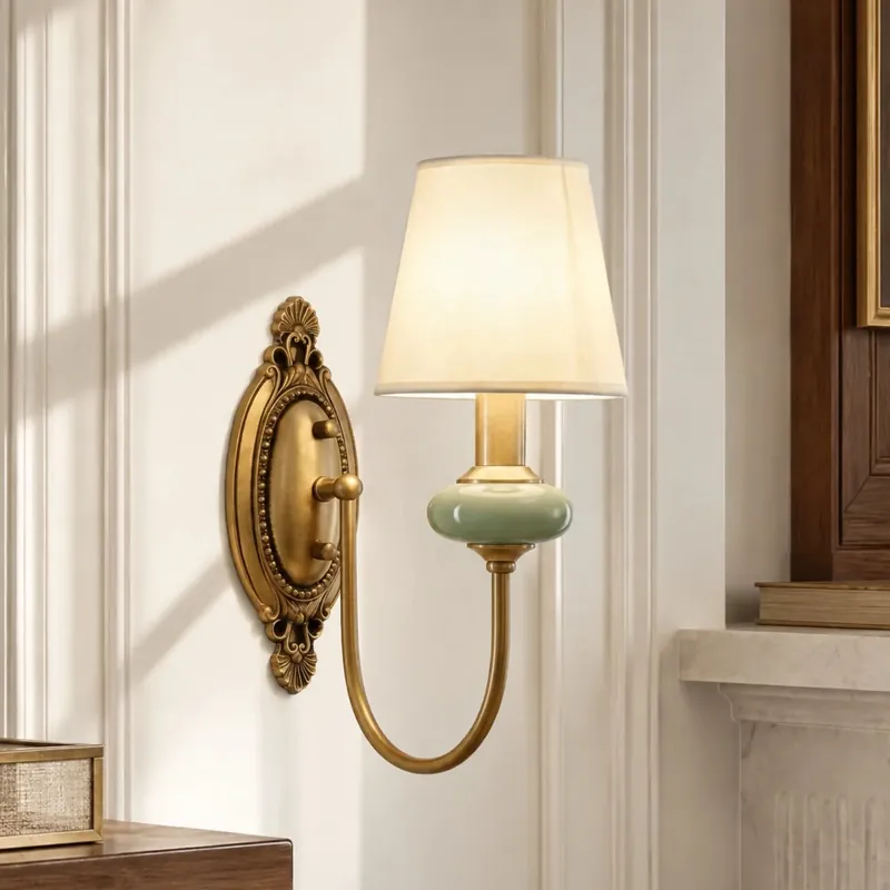Della Retro Curved Arm Ceramic Wall Lamp