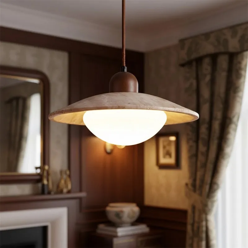 Svana Vintage Wabi-Sabi Travertine Pendant Light