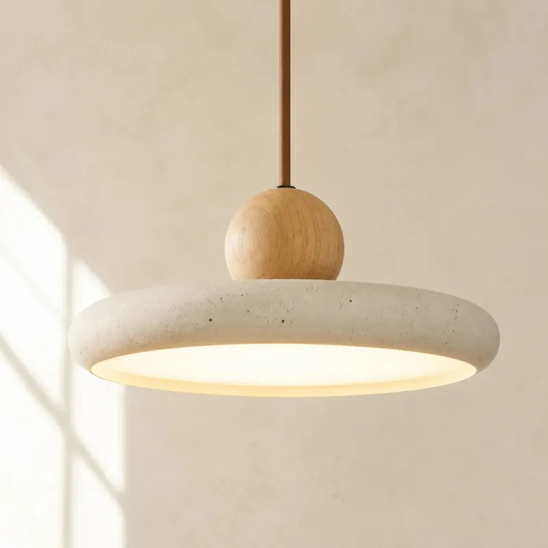 Katriina Vintage Travertine Circle Pendant Light
