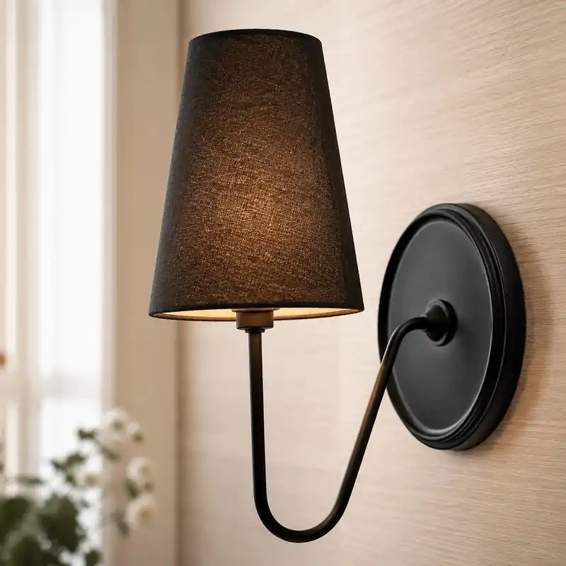 Kynance Retro Metal Linen Shade Wall Sconce