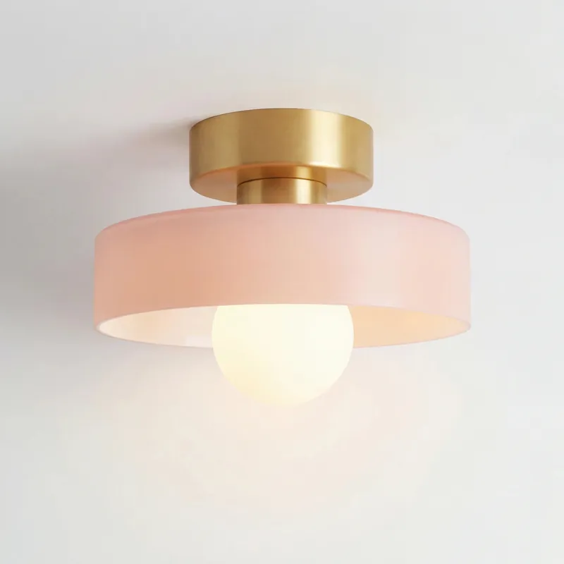 Ezra Modern Stained Glass Orb Disc Ceiling Lamp