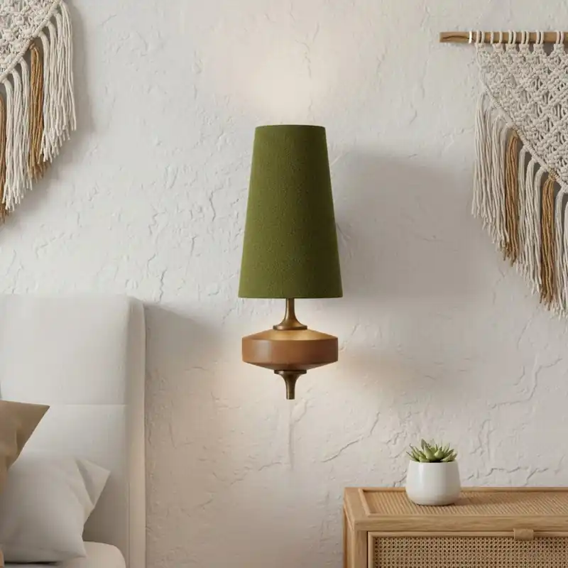 Milena Modern Wood and Fabric Wall Light