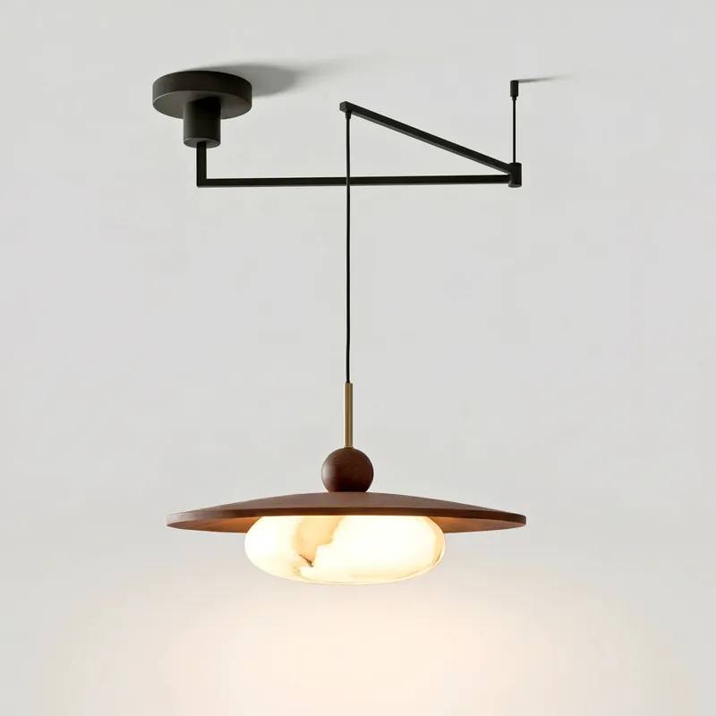 Tanja Modern Swing Arm Imitation Alabaster Pendant Light