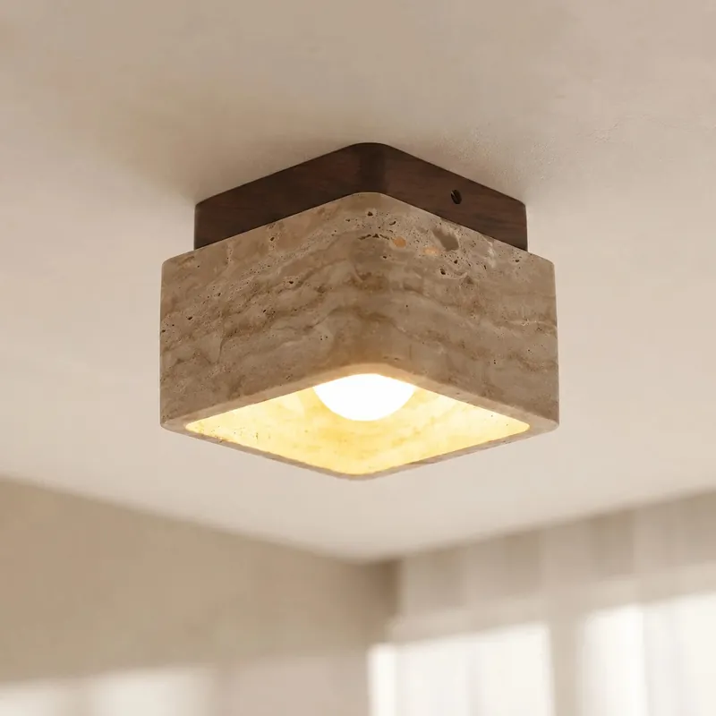 Anisa Modern Square Travertine Ceiling Light