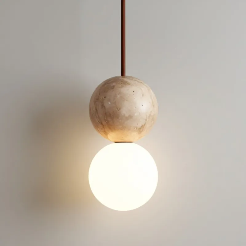 Fiora Natural Travertine Globe Pendant Light