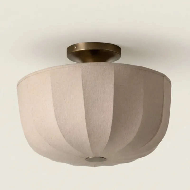 Yvaine Minimal Linen Flush Ceiling Lamp
