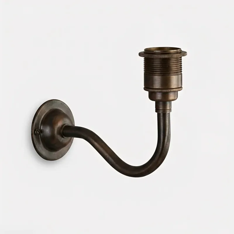 Novae Vintage Metal Curved Arm Wall Sconce Base