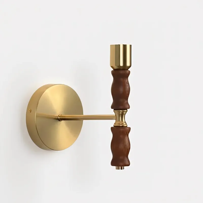 Romilly Retro Walnut Metal Column Wall Sconce Base