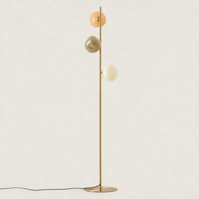 Veyron Modern Opal Glass Globe Floor Lamp
