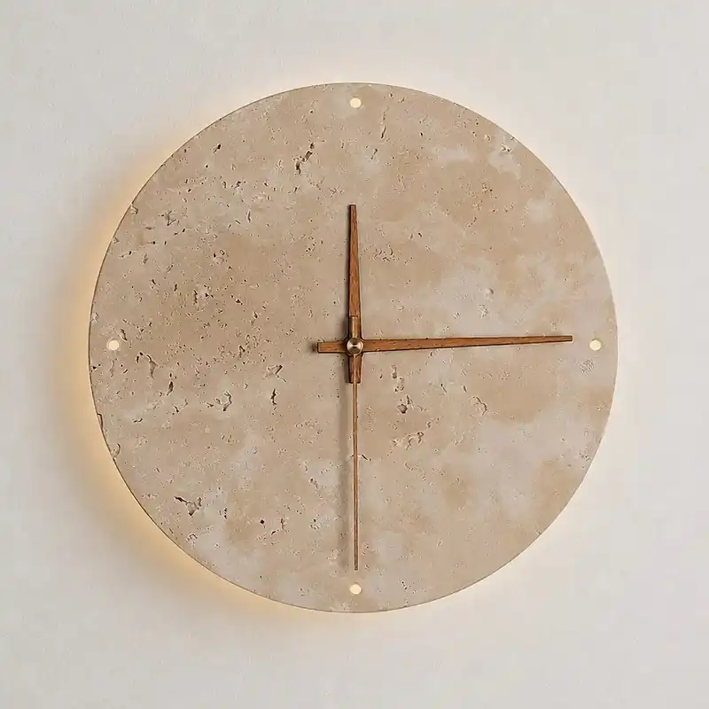Zeryma Wabi-Sabi Travertine Clock Wall Lamp