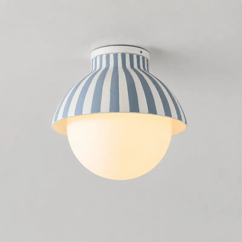 Callum Modern Striped Ceramic Dome Ceiling Light