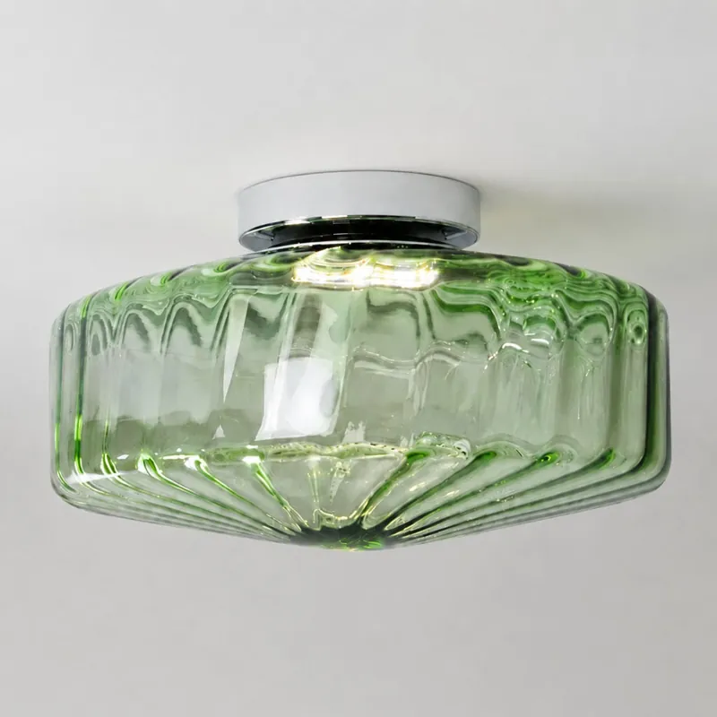 Ansel Vintage Patterned Glass Round Ceiling Light