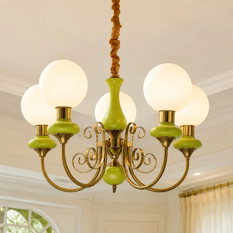 Sylvie French Country Metal Glass Globe Chandelier