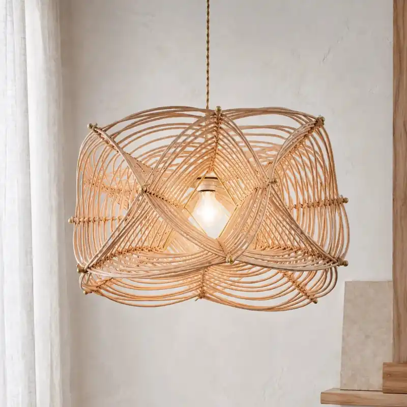 Lampe à suspension en rotin à fleurs Justine 