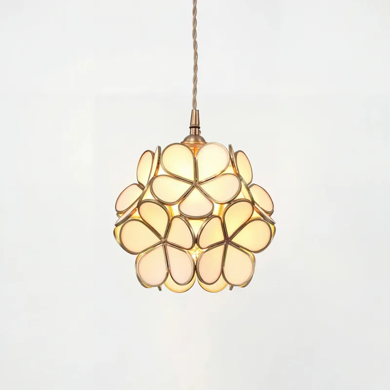Lampe à suspension en verre pétale de fleur Mylene 