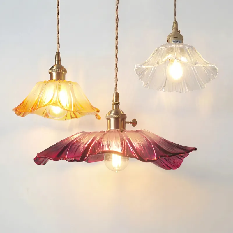 Lampe à suspension rétro en verre Dennehy Lotus