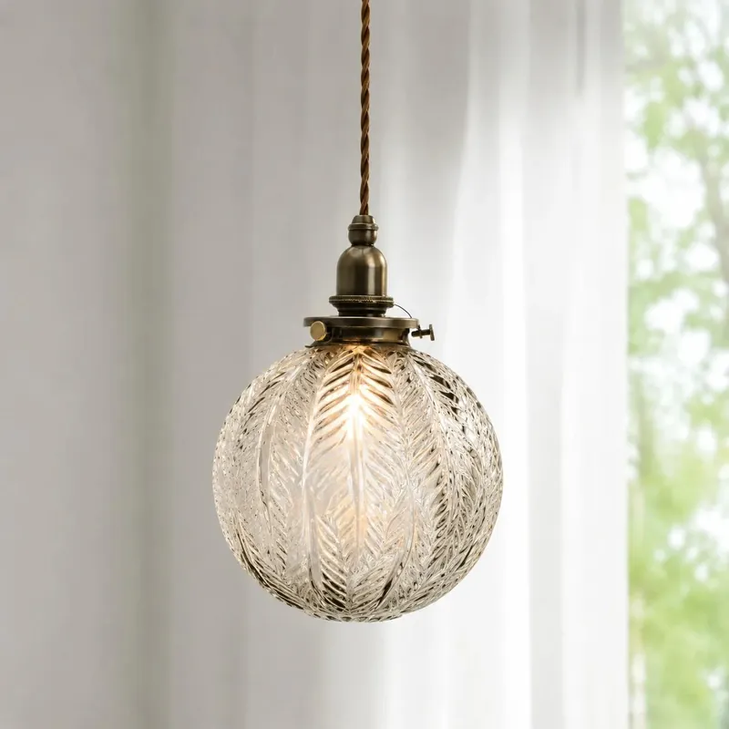 Suspension en verre à plumes vintage Elysia