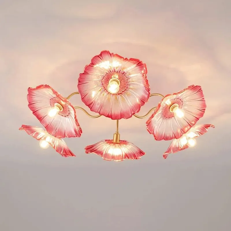 Nivara Pastoral Lotus Leaf Plafonnier en Verre