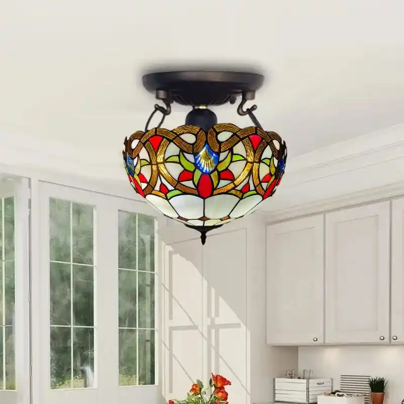 Lustre en verre teinté fait main style Daphne Tiffany