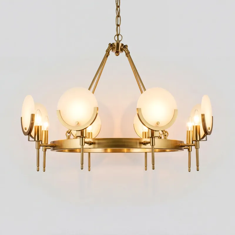 Lustre disque en marbre classique moderne Ellery