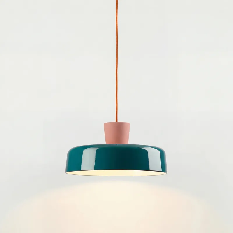 Arlo Rétro Peacock Blue Iron Pendant Light