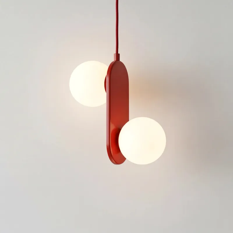Suspension en verre opale de fer moderne Torin