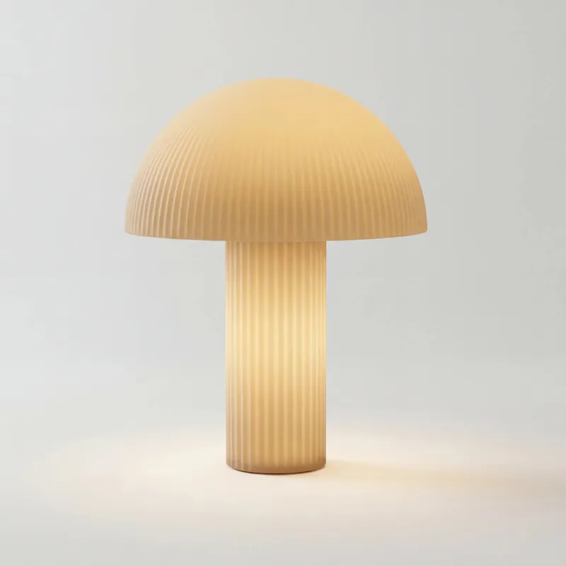 Lampe de table champignon en verre opalin Curvona
