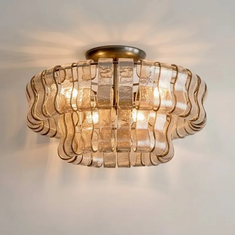 Plafonnier en verre à double couche moderne Meron