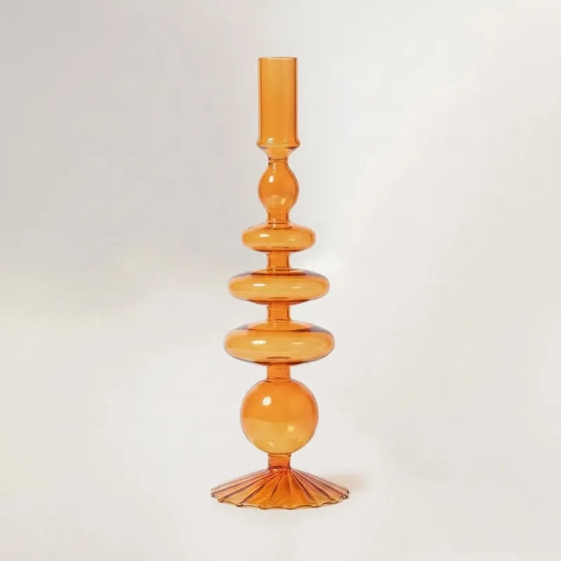 Porte-bougie en verre soufflé moderne Gawain