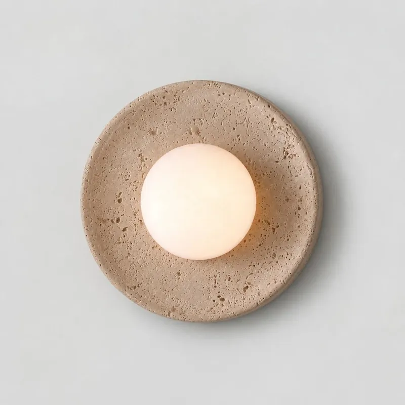 Applique murale Selara Wabi-Sabi Lune en travertin beige