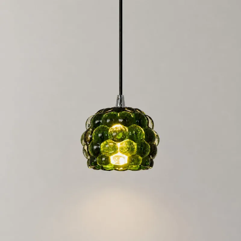 Suspension globe en verre à bulles moderne Leif
