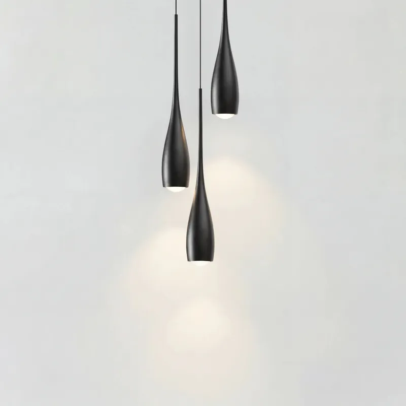Whelan Minimalistische Pendelleuchte Tropfenform Schwarz