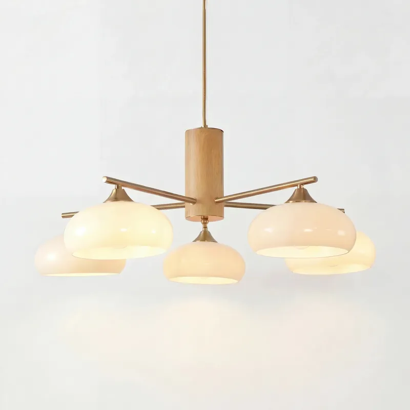 Clio Bauhaus Milchglas-Kronleuchter