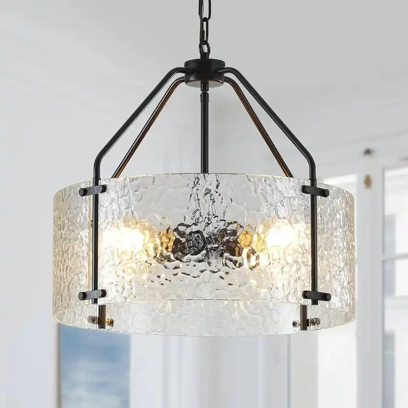 Hestia Moderne Wasser Wellenglas Trommel Pendelleuchte