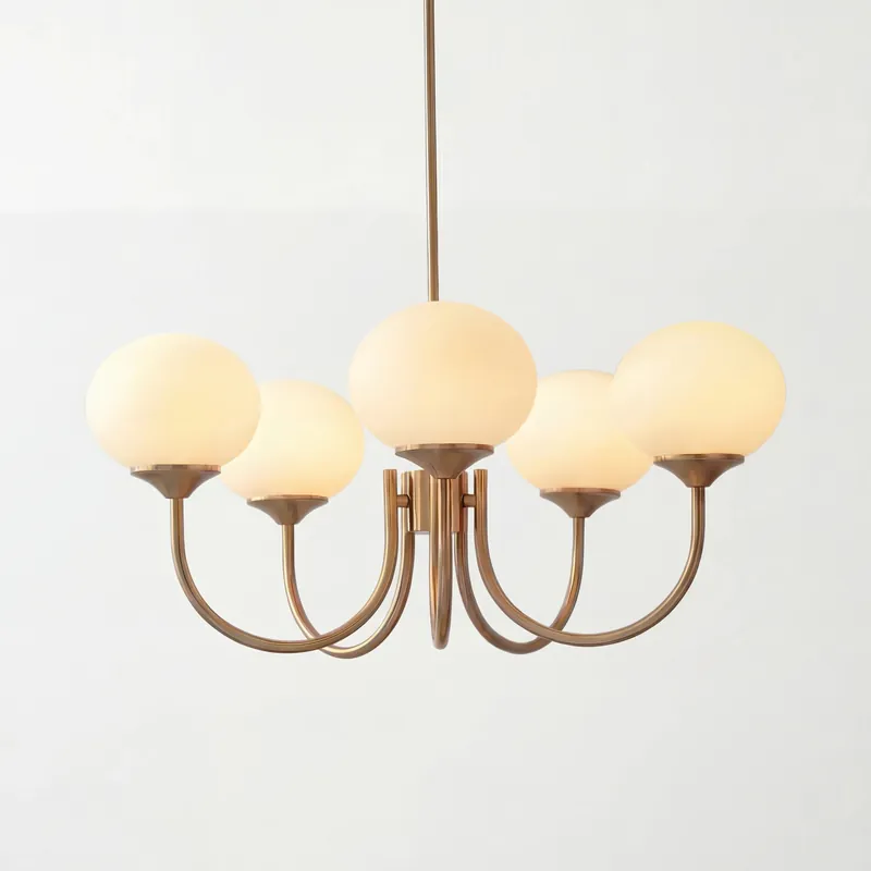 Rheon Bauhaus Cream Glass Globe Kronleuchter