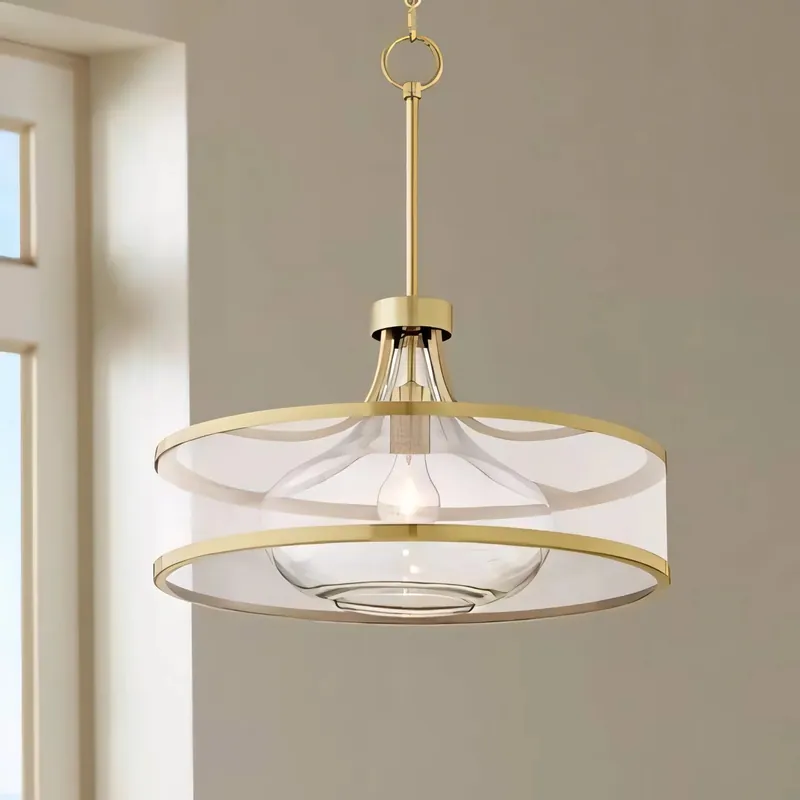 Lirian Antike Organza Glas Trommel Pendelleuchte
