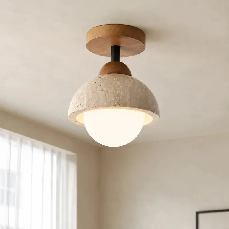 Velian Japandi Bud Travertin Deckenlampe