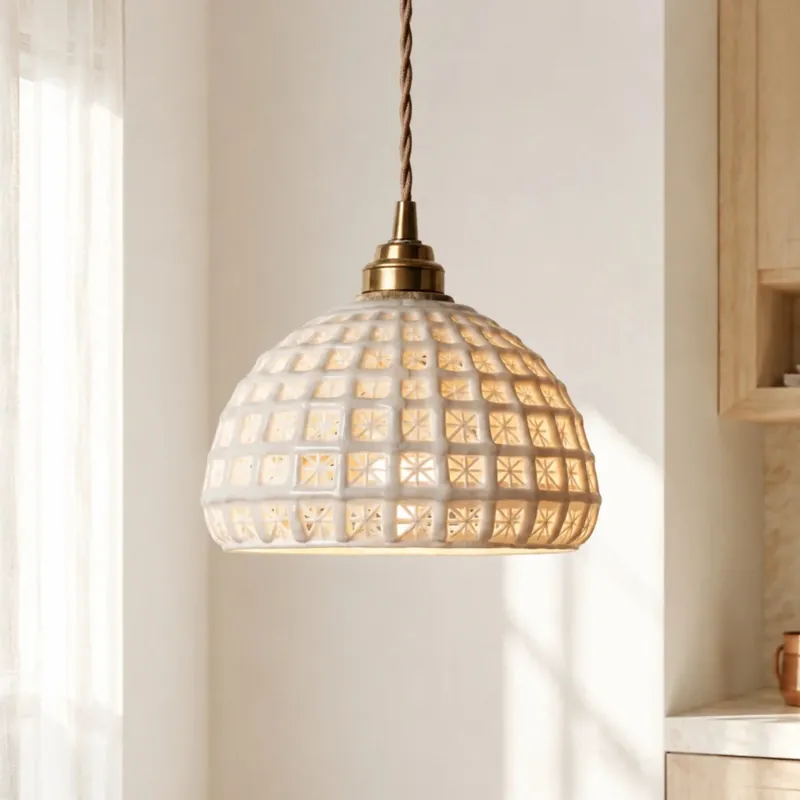 Solena Moderne Keramik Oval Käfig Pendelleuchte