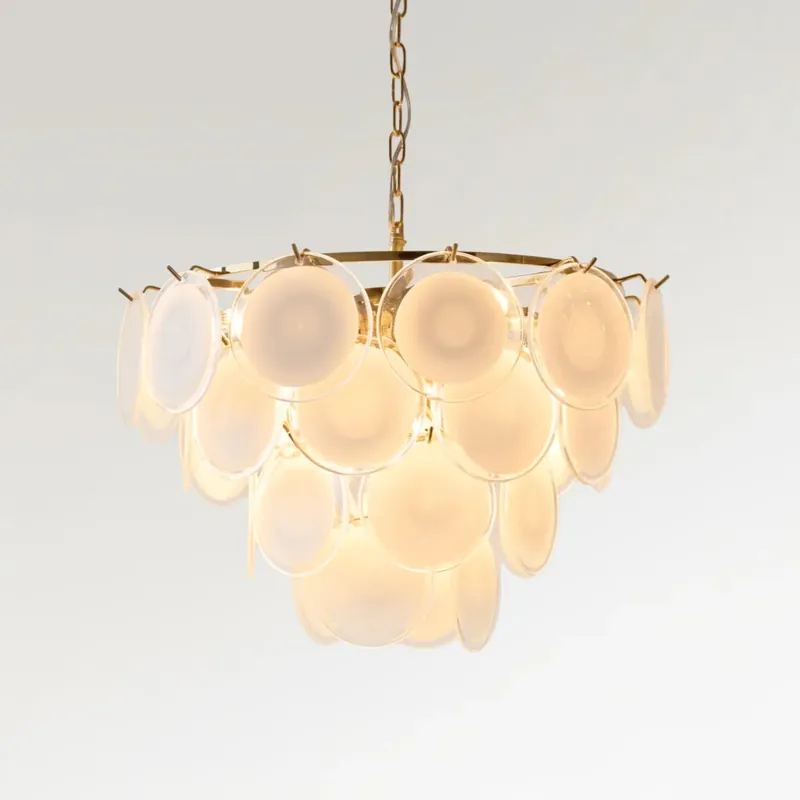 Milae Eleganter Murano Weißer Glas Kronleuchter