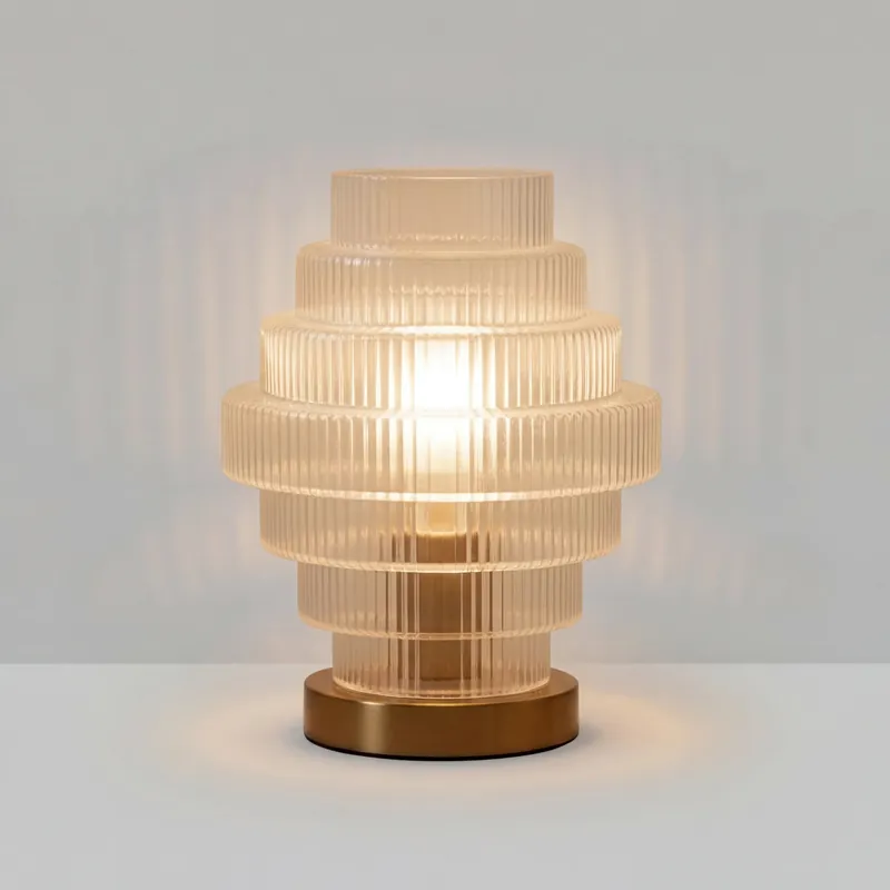 Javier Transparente Gerippte Glas-Tischlampe