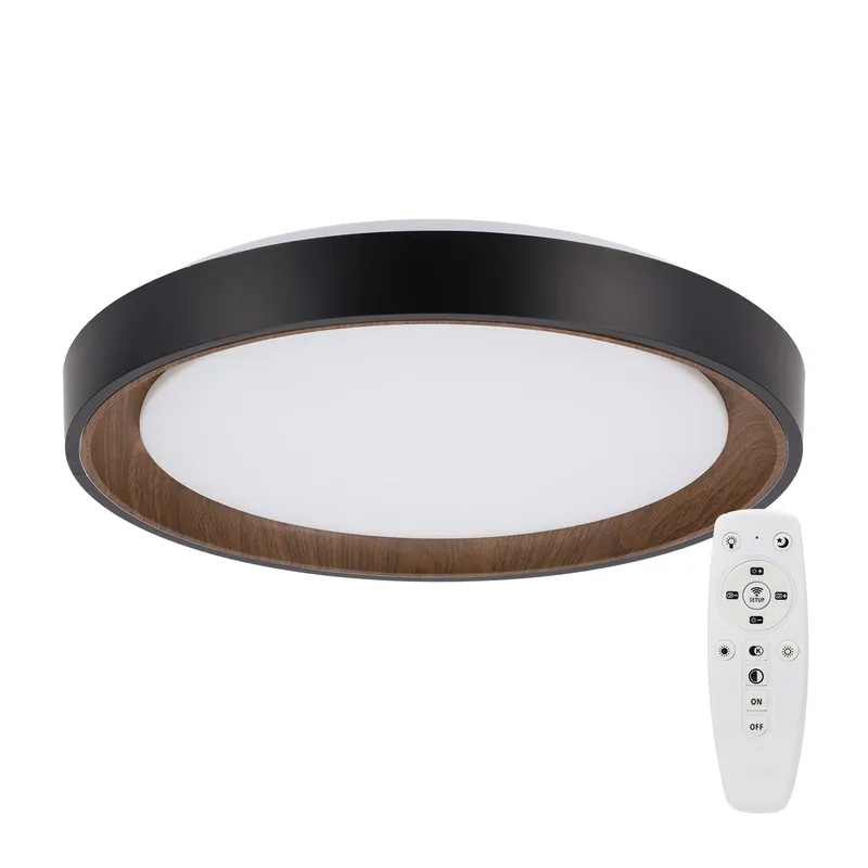 Plafonnier LED décoratif 36 W CCT 3 000-6 000 °K (Tonalité lumineuse variable) Télécommande Finition noire